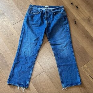 Agolde Lana Mid Rise Straight Jeans - Size 33 - Medium-Dark Blue - EUC